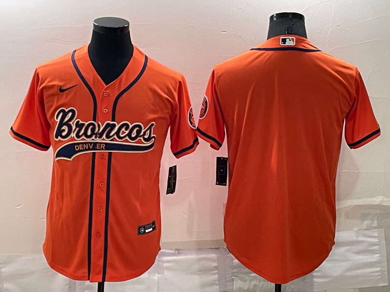 Men's Denver Broncos Blank Cool Base Orange Stitched Baseball Jersey